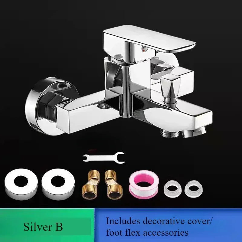 Wall Mounted Shower Faucet Bathroom Bathtub Faucet Household Shower Set Hot and Cold Mixing Valve Toilet Shower Accessories